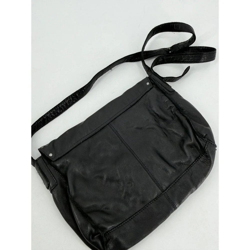 J.Jill Messenger Bag Women OS Black Leather Studded Y2K 11-H022 Grunge Aesthetic